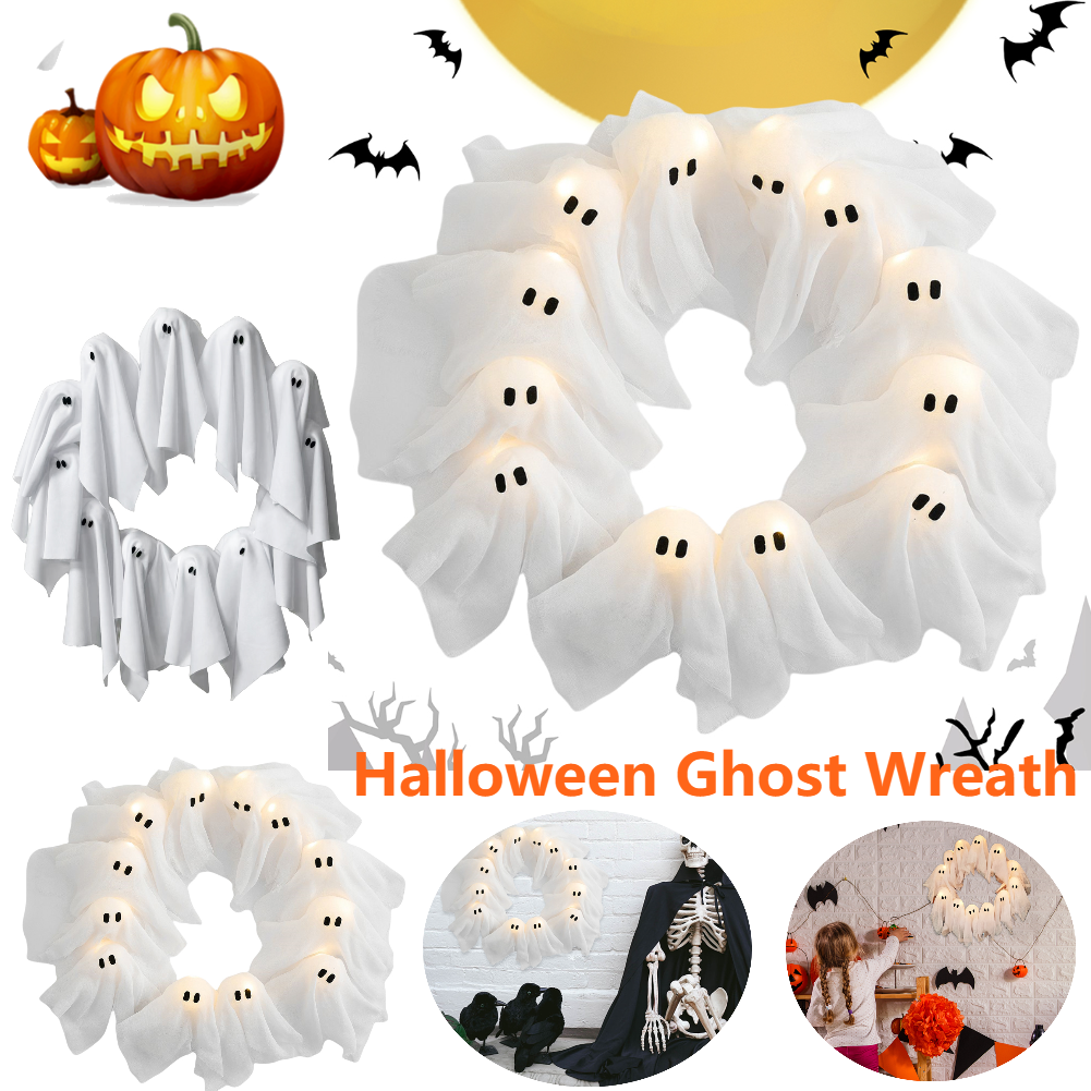 Coroa Fantasma LED Halloween — Decoração para Porta