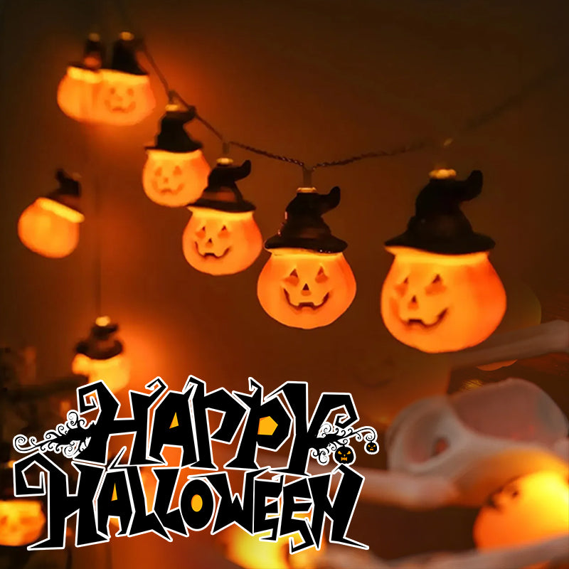Fio de Luzes LED Halloween — Abóboras, Fantasmas e Morcegos