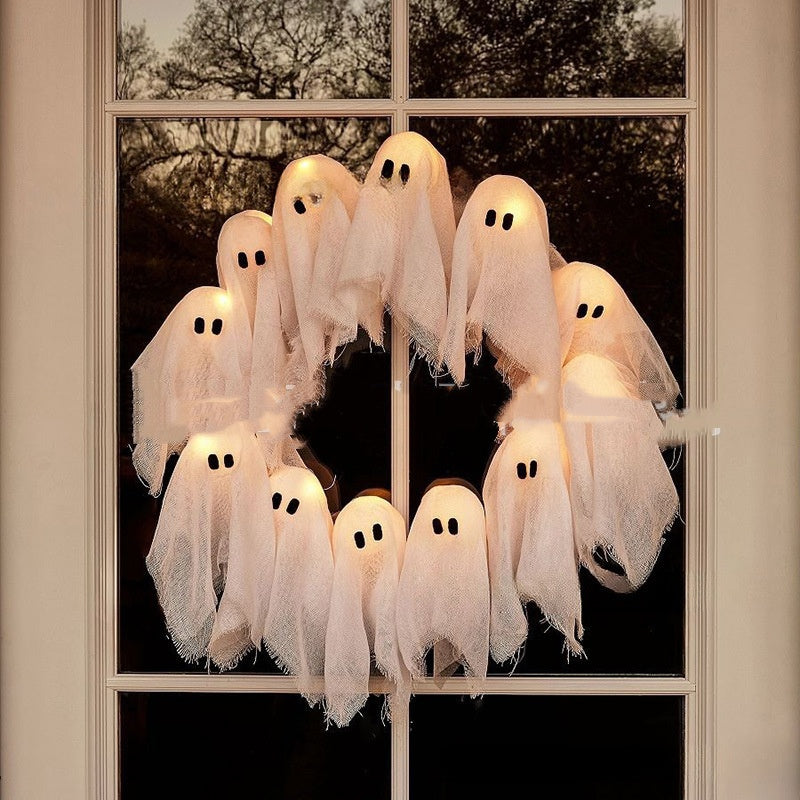 Coroa Fantasma LED Halloween — Decoração para Porta