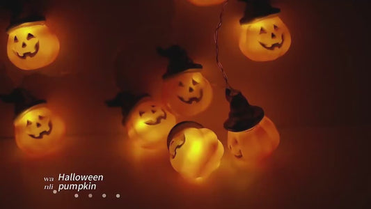Fio de Luzes LED Halloween — Abóboras, Fantasmas e Morcegos
