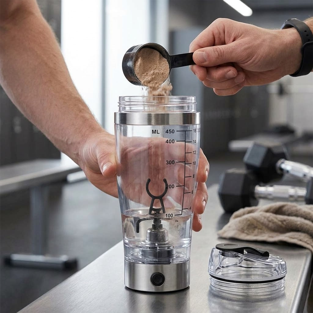 Shaker Elétrico Recarregável 450 ml — Batidos e Proteínas